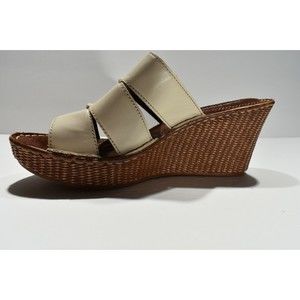 HUSH PUPPIES Beige Wedge Slip On Women's Sandals Size 7.5 H504785